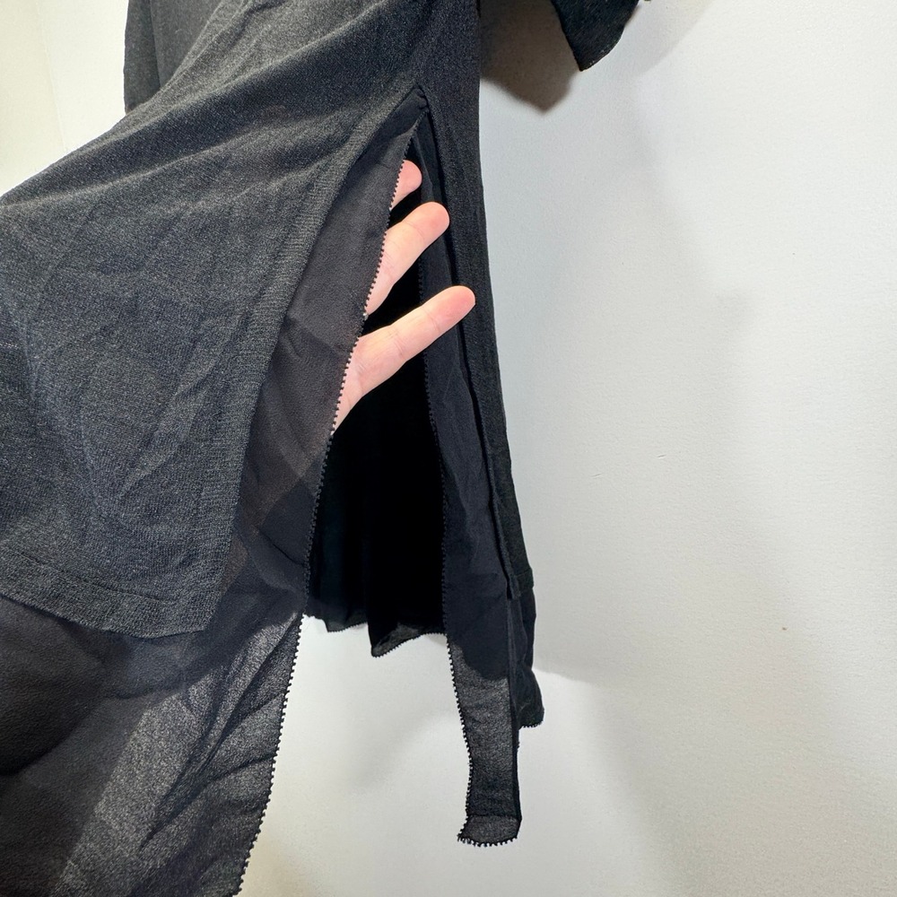 Eileen Fisher‎ Silk Georgette VNeck SizeS Black Sheer Whimsigoth Grunge - Picture 5 of 15